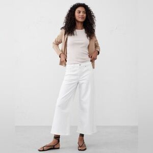 NWT! Banana Republic Pure White High-Rise Wide-Leg Cropped Jean - Size 34/18💎